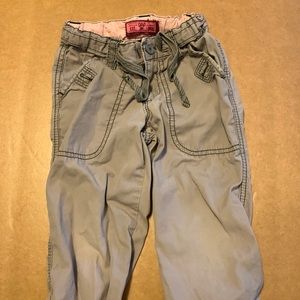 Khaki girls straw string pants / capri option